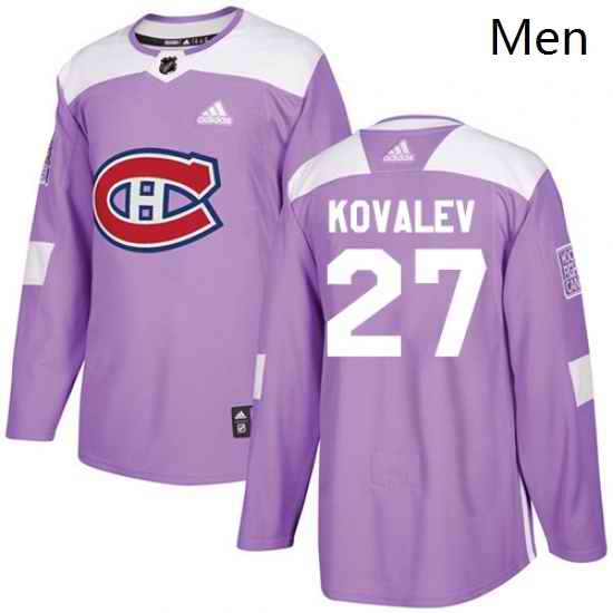 Mens Adidas Montreal Canadiens 27 Alexei Kovalev Authentic Purple Fights Cancer Practice NHL Jersey